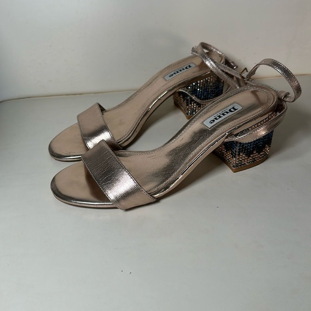 Dune London rose gold rhinestone heel heeled sandals